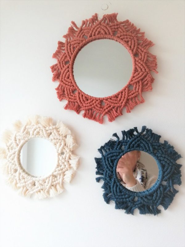 Miroir mandala corde macramé bohème rond décoration murale – Image 3
