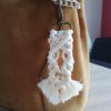 Porte clé/bijoux de sac Macramé corde coton beige mousqueton bronze – Image 2