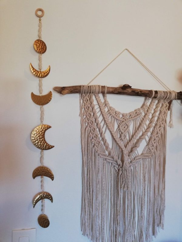 Guirlande macramé bohème corde coton métal phases de la Lune – Image 5