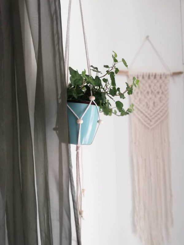 Suspension Plante ajustable corde perles Macramé
