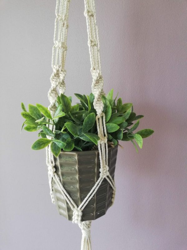 Suspension Plante corde Macramé Ecru