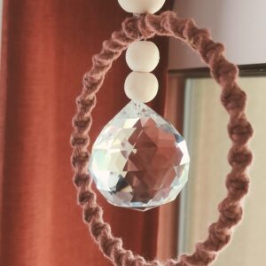 Sun Catcher - décoration macramé bohème, pampille verre reflets soleil